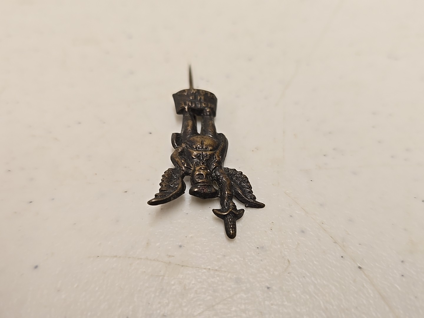 Antique 2″ Moline Plow Co Flying Dutchman Advertising Brass Stick Pin