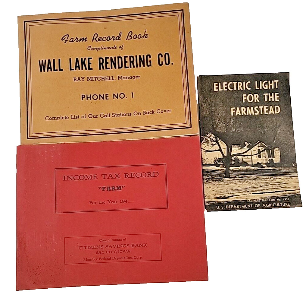 1940s Farm and Ranch Income Tax Record and Electric Light Farmstead AWESOME