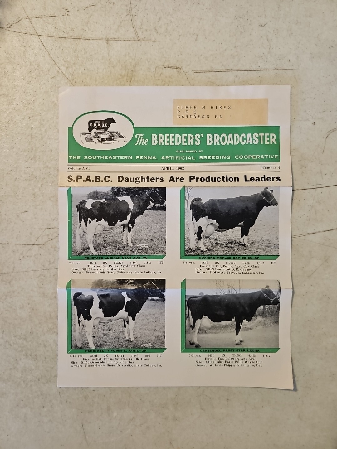 THE BREEDERS’ BROADCASTER April 1962 CATTLE S.P.A.B.C. BREEDERS NEWSLETTER