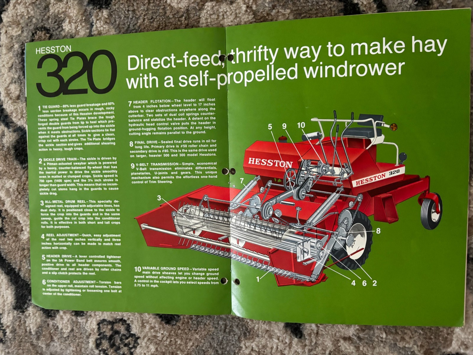 Hesston 320 PT-10 PT-7 Windrowers For 1969 Brochure DCPA26