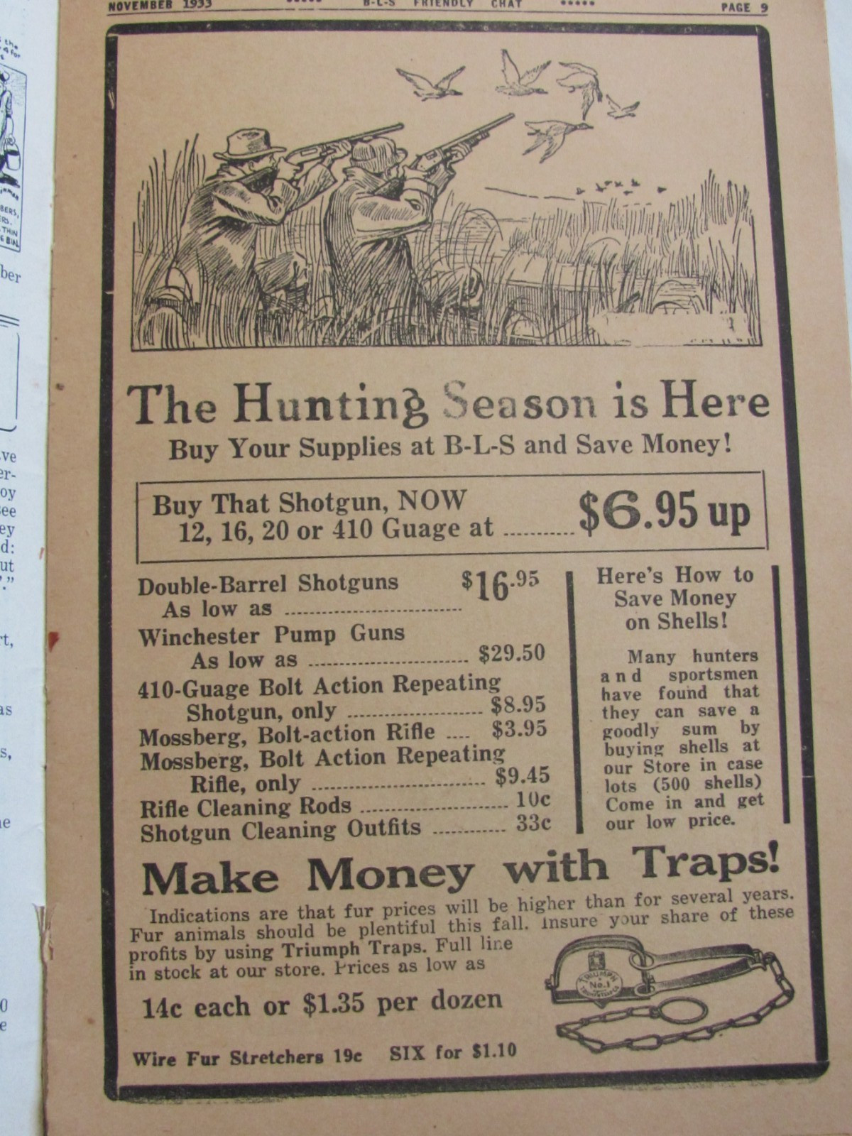 1933 ADVERTSING BOOKLET BROWN LYNCH SCOTT CO MONMOUTH IL FARM HUNTING GOODS