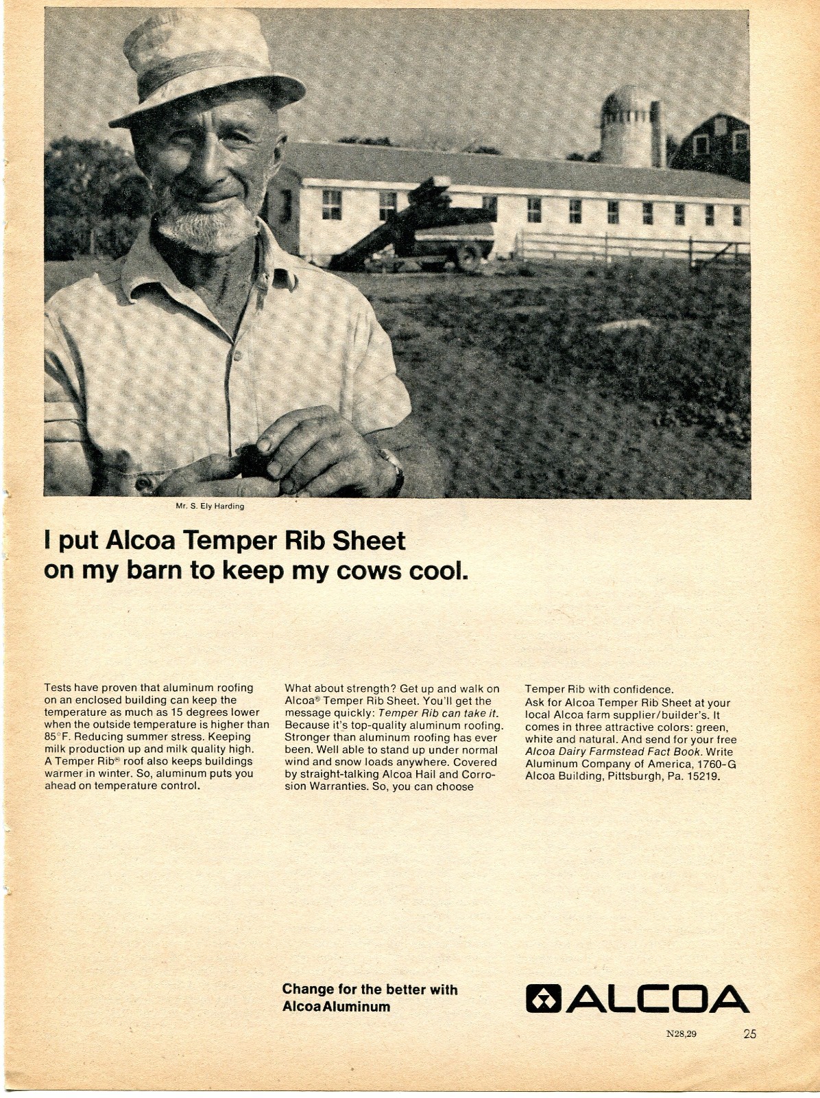1970 Print Ad of Alcoa Aluminum Temper Rib Sheet Barn S Ely Harding Farm