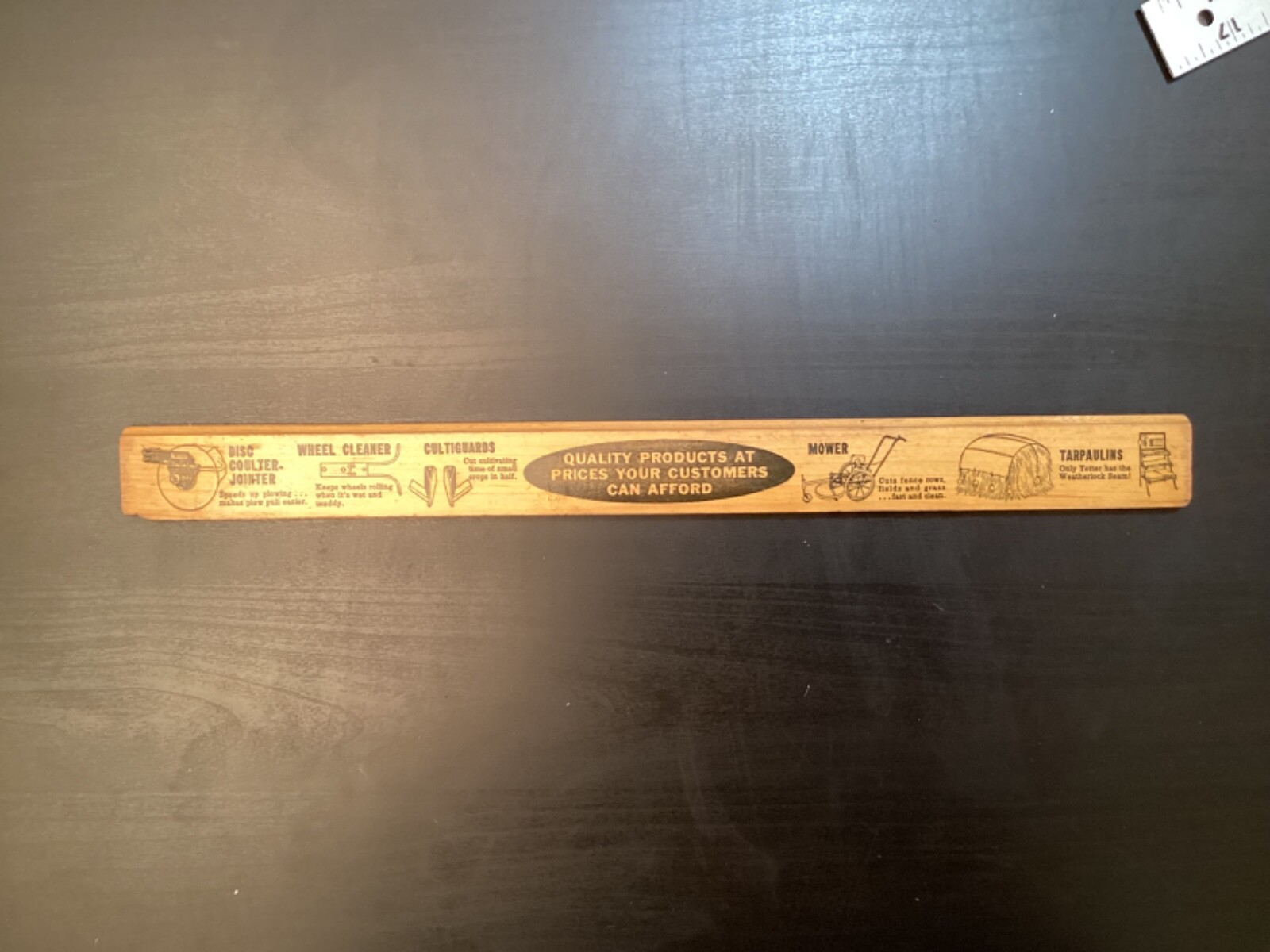 VTG 15″ WOOD RULER YETTER MFG CO COLCHESTER IL FARM EQUIPMENT PRODUCT LINE
