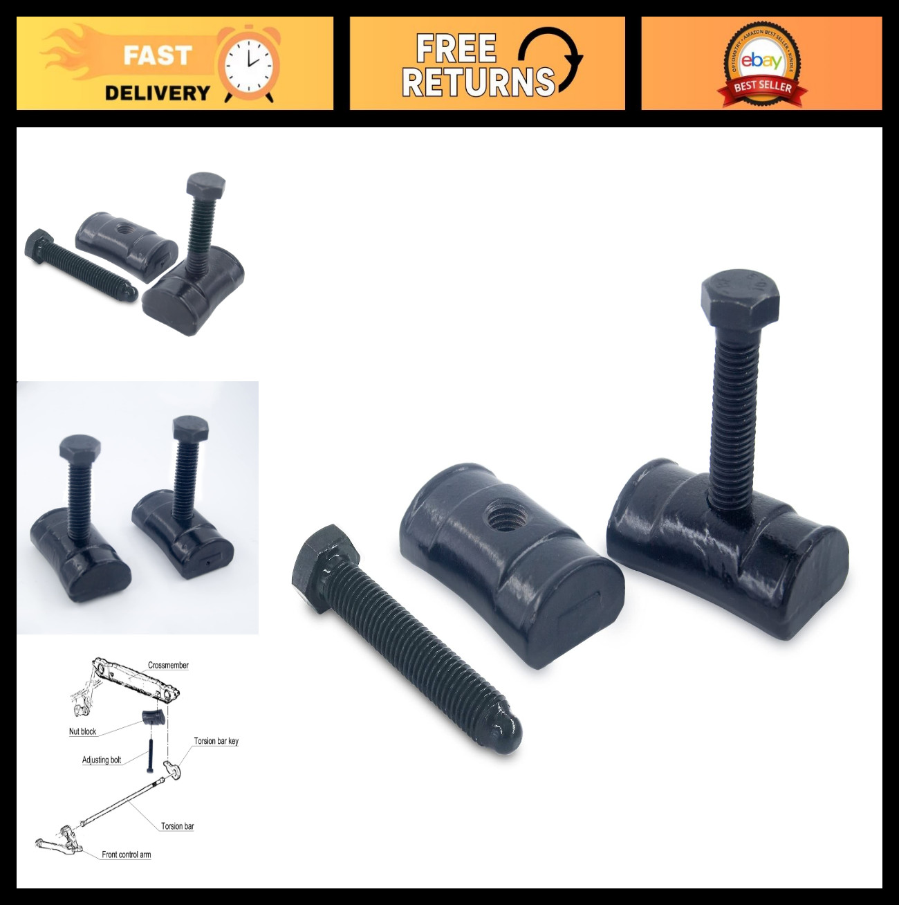 Torsion Bar Key Adjustment Block Nuts & Bolts Set for Chevy Silverado Tahoe S10