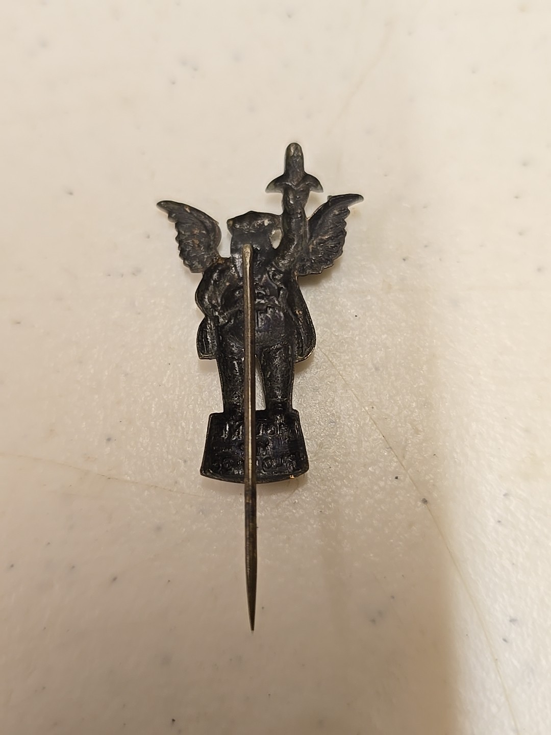 Antique 2″ Moline Plow Co Flying Dutchman Advertising Brass Stick Pin