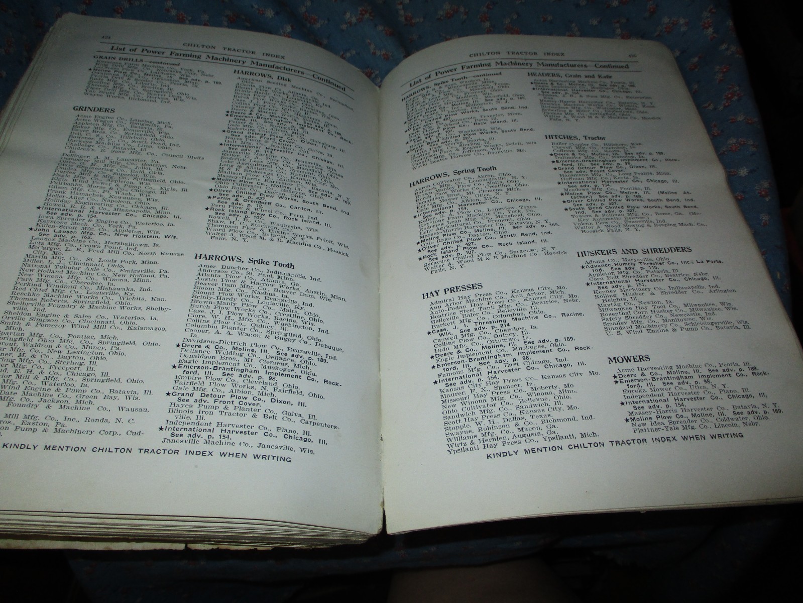 Chilton Tractor Index Pages 163-450 Unknown Date Very Early Rough Condition