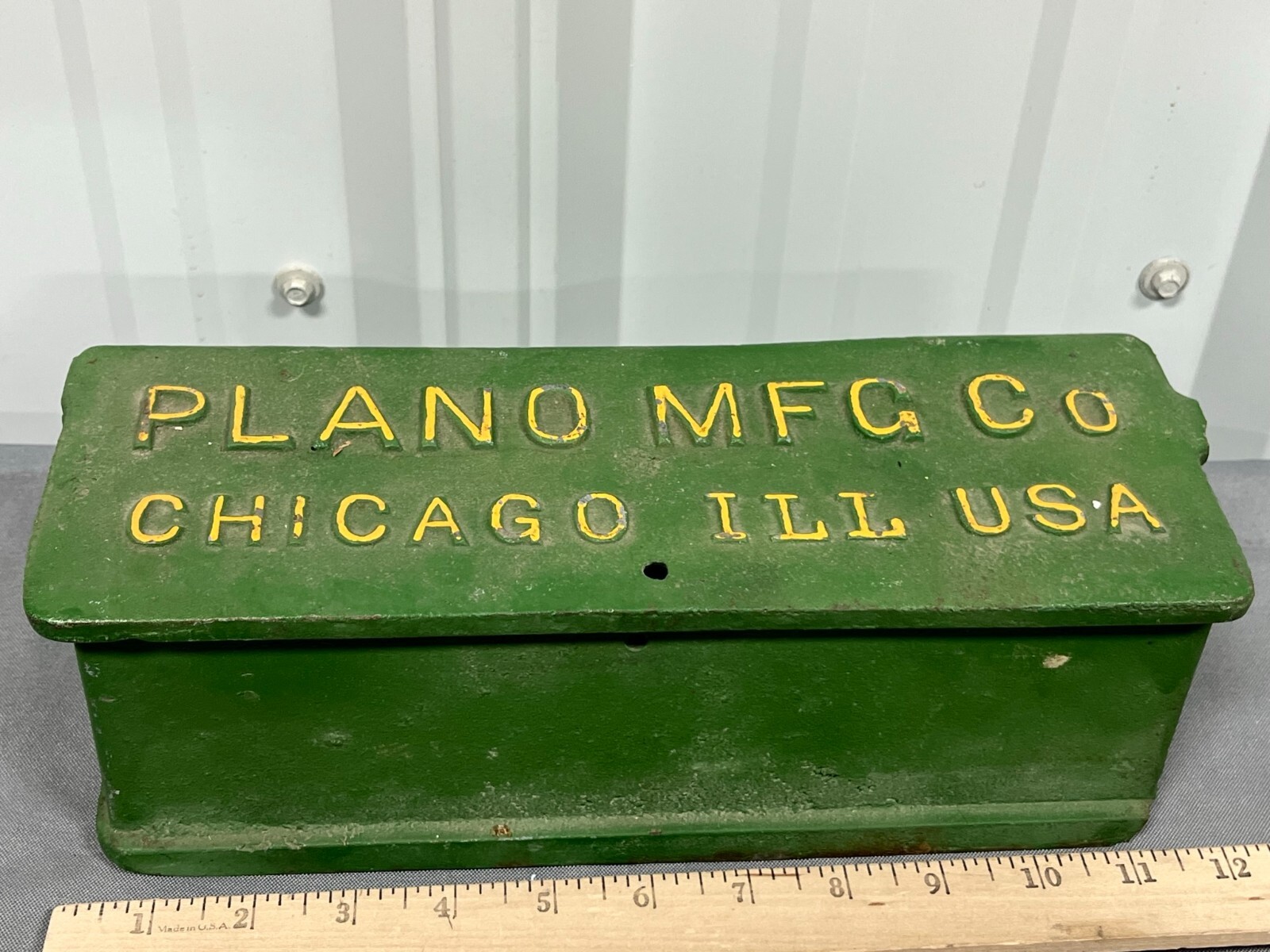 Vintage PLANO Mfg Cast Iron TOOLBOX Old Original Chicago IHC