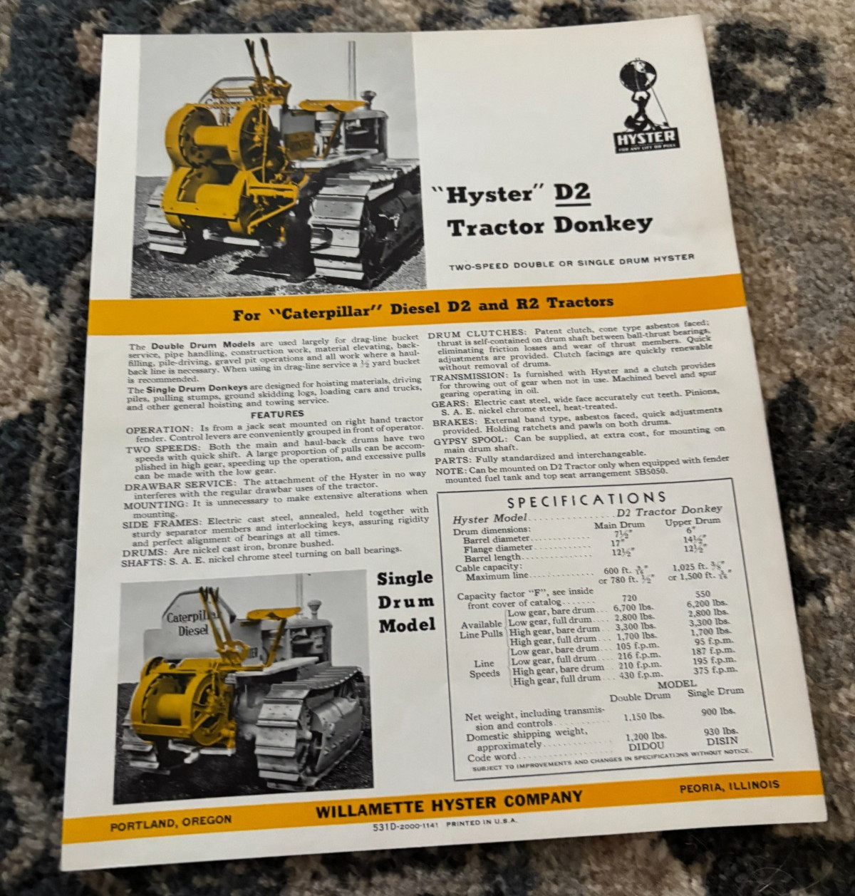 Hyster D2 Tractor Donkey for Caterpillar D2 R2 Tractors Brochure DCPA25