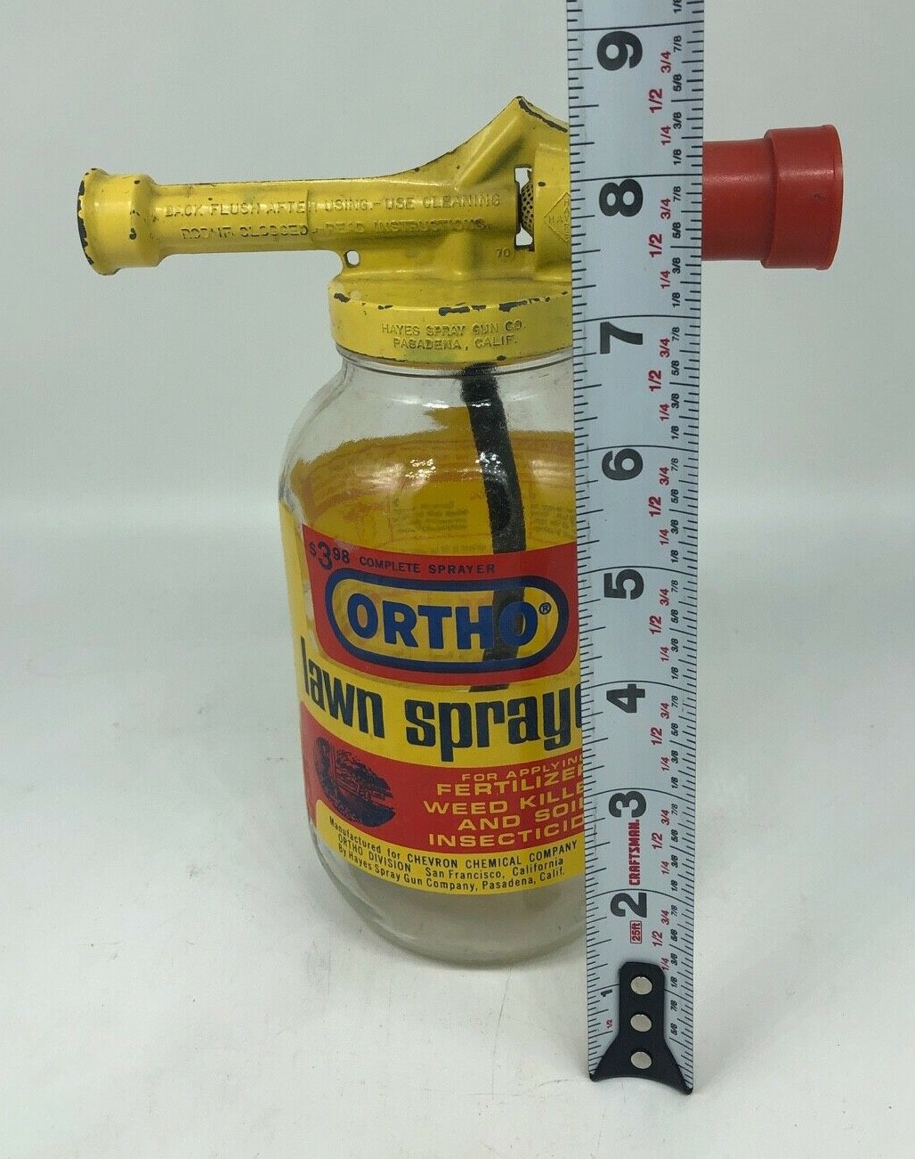Vintage 1960’s Metal Ortho Chevron Chemical Lawn Fertilizer Glass Sprayer