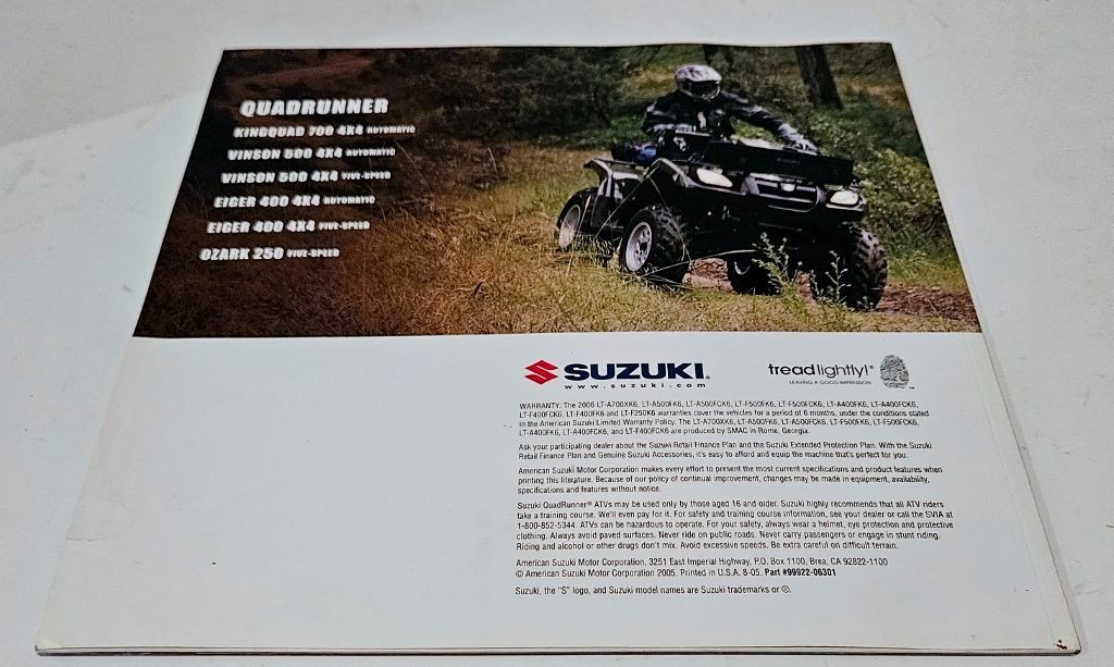 Suzuki Quadrunner 2006 Product Brochure/Booklet 99922-06301