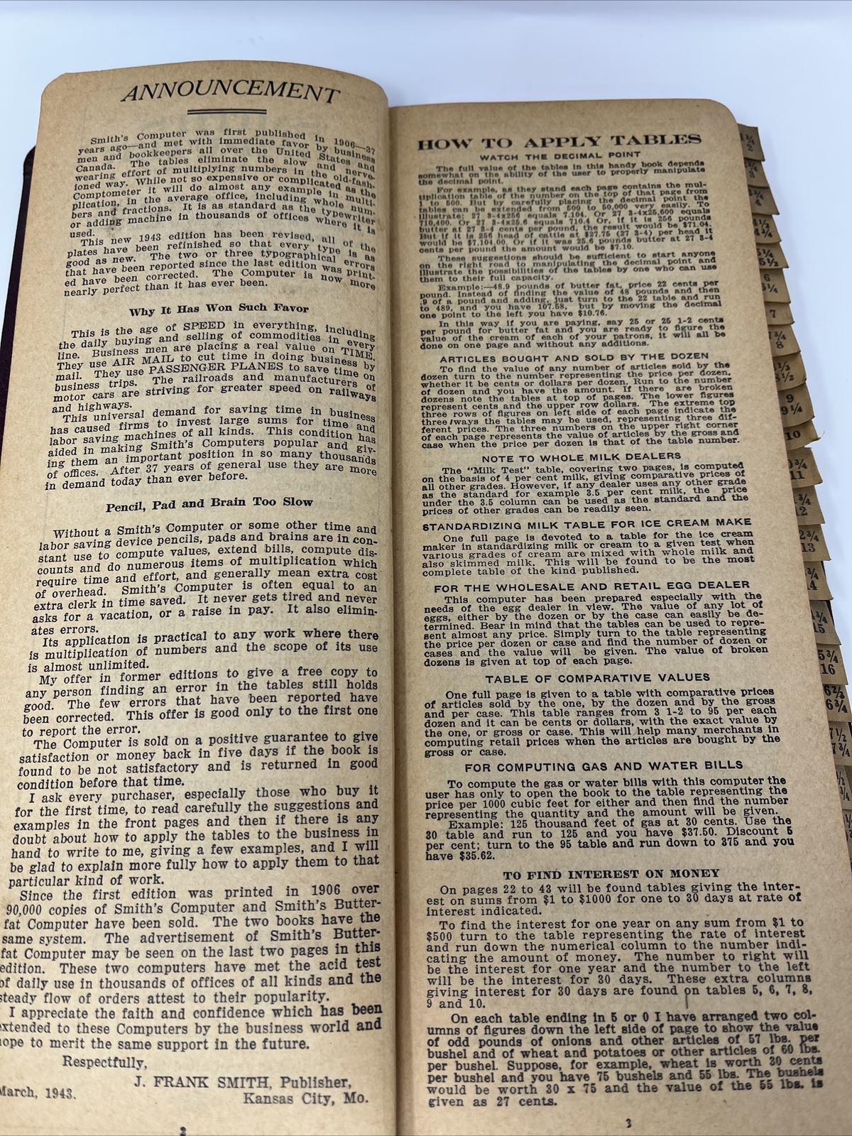 Vtg Butterfat Calculator Book 1940s Smith’s Computer Commodities