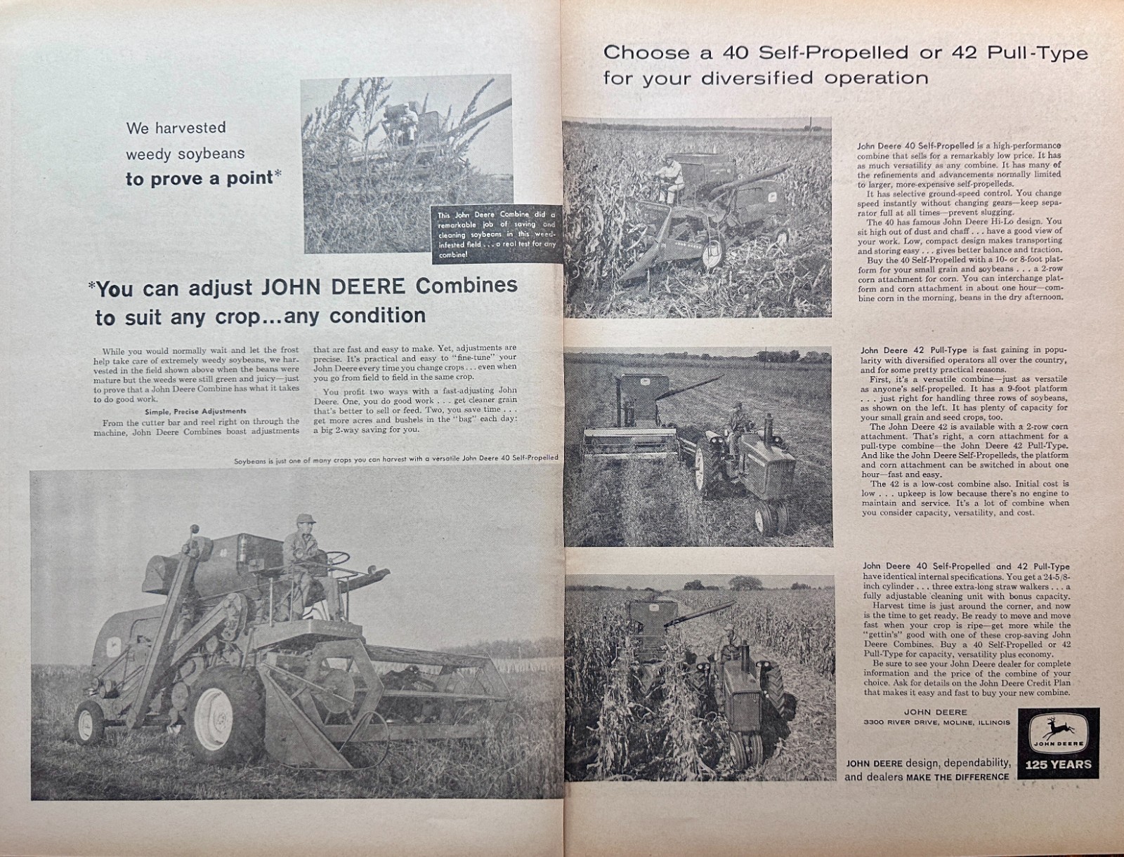 Lot of (6) 1962 John Deere Farm Equipment Original Advertisements #N5096