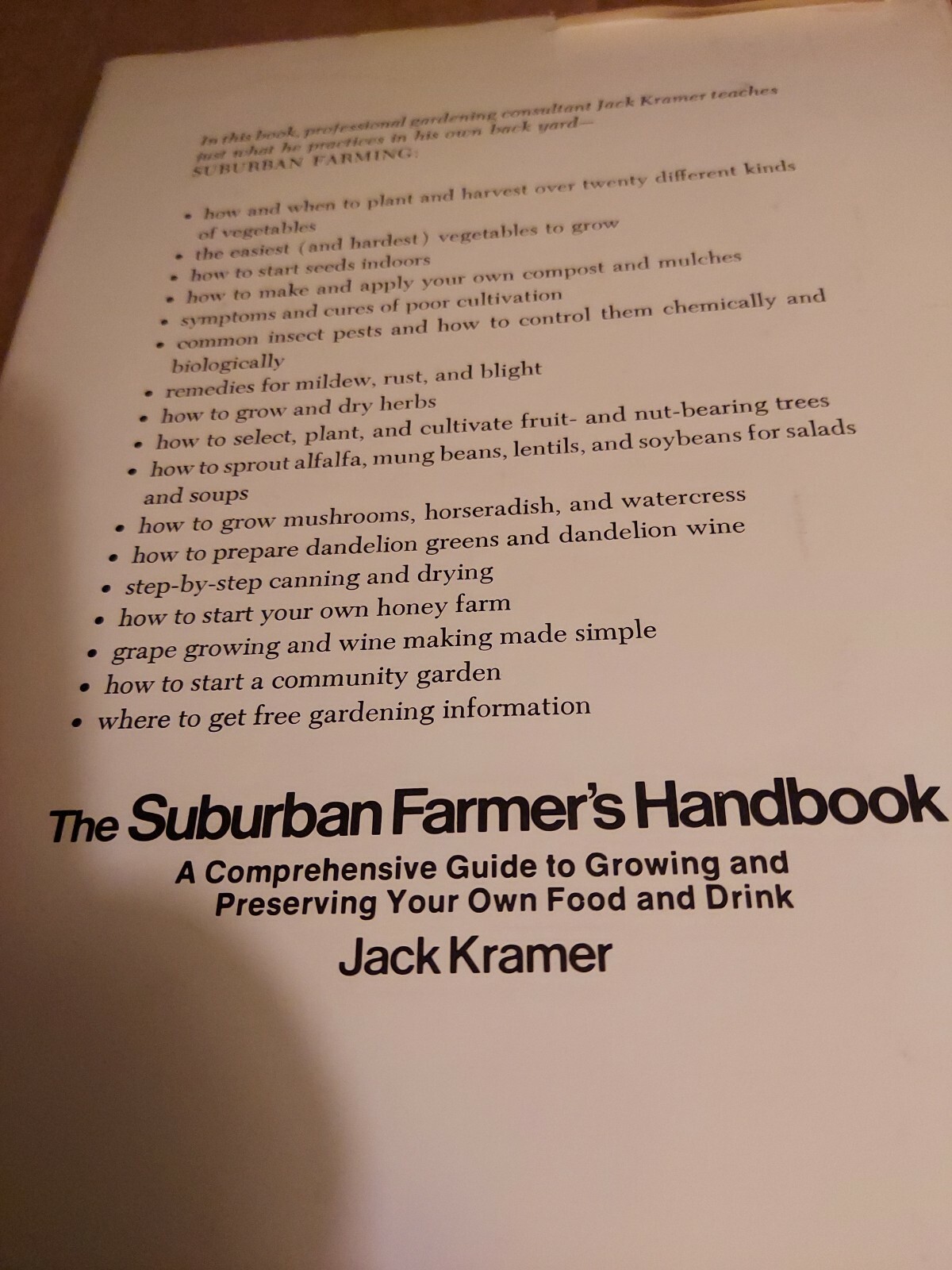 Vintage 1977 Book “The Suburban Farmer’s Handbook”