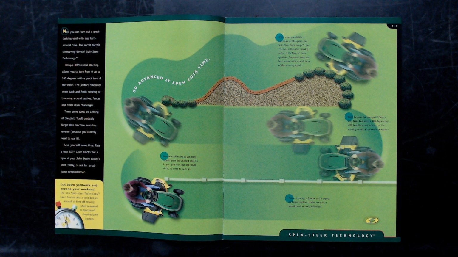 John Deere Spin-Steer Technology Lawn Tractor Brochure Vintage