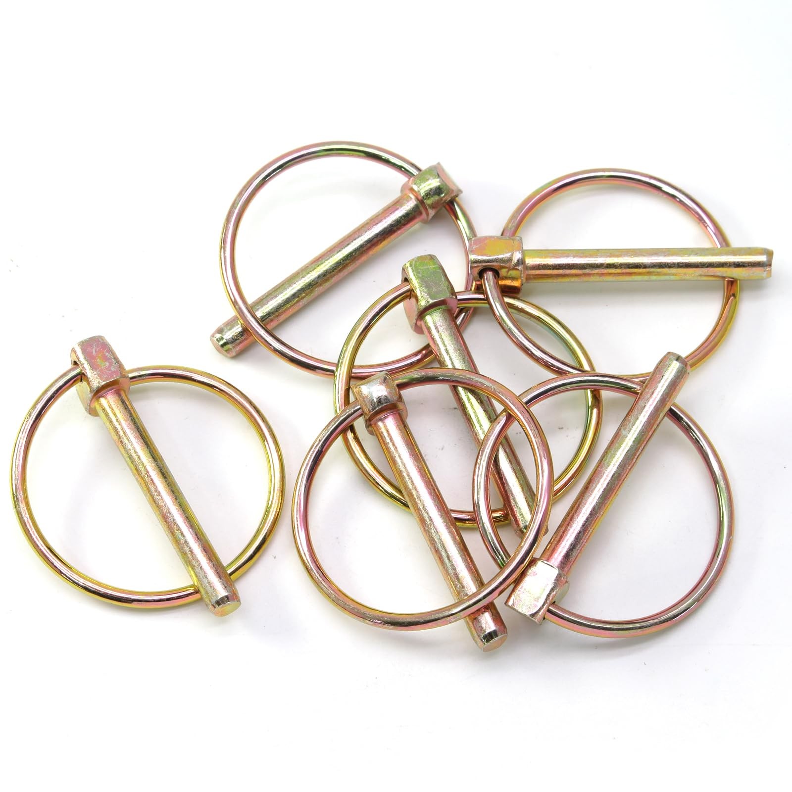 Litoexpe 6 Pcs 1/4 Inch Lynch Pin with Ring, Heavy Duty Round Linch Pins Assortm