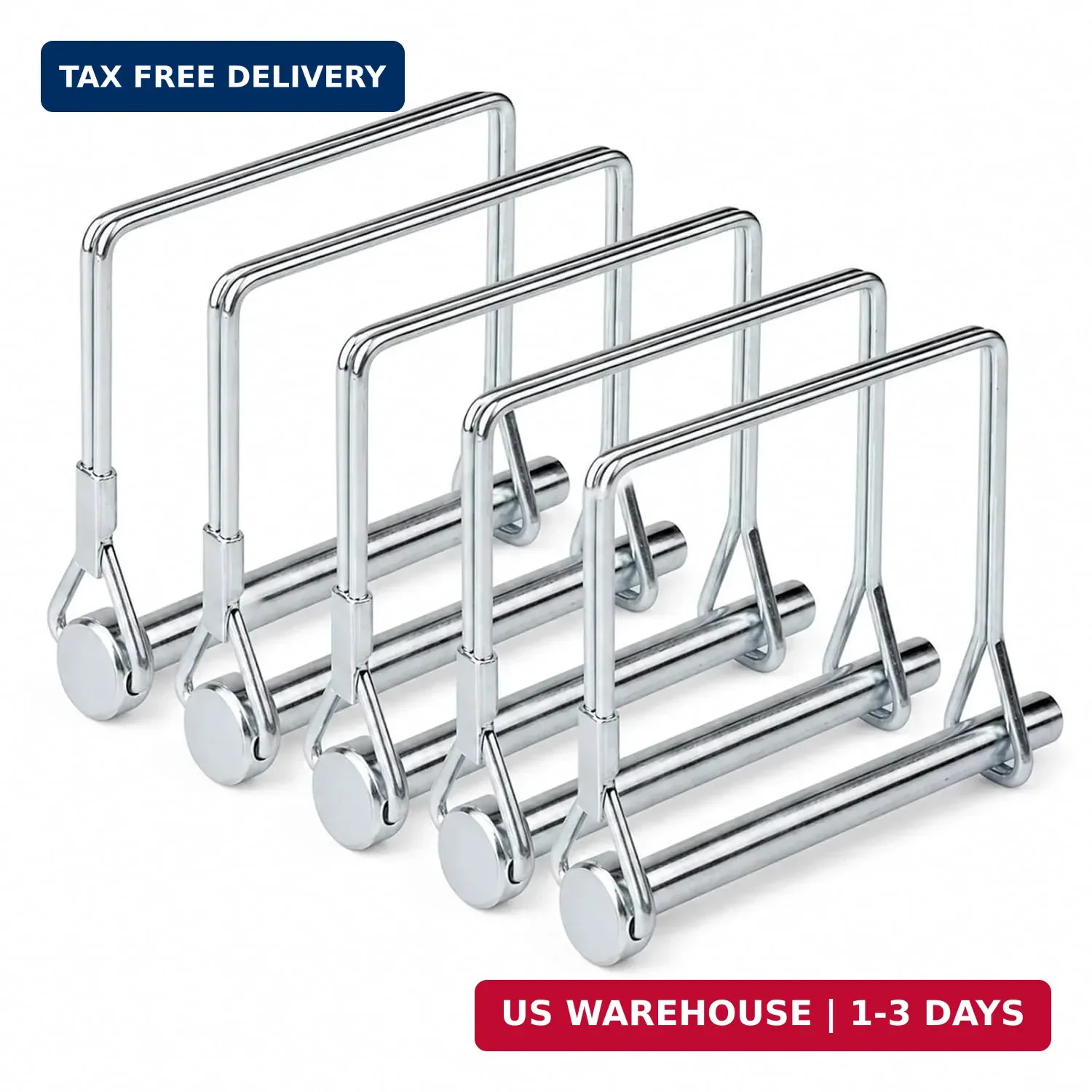 5 Pack Square Trailer Pin 1/4 inch x 2-3/4 inch, Heavy Duty Shaft Locking Pin