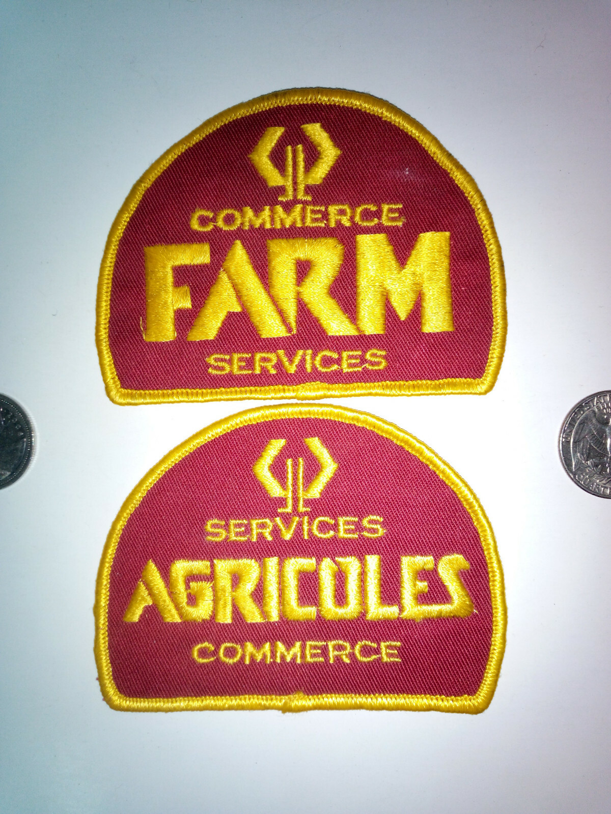 Vintage CIBC Bank Commerce Farm Services Agricole Patch Badge Crest (Lot Of 2)