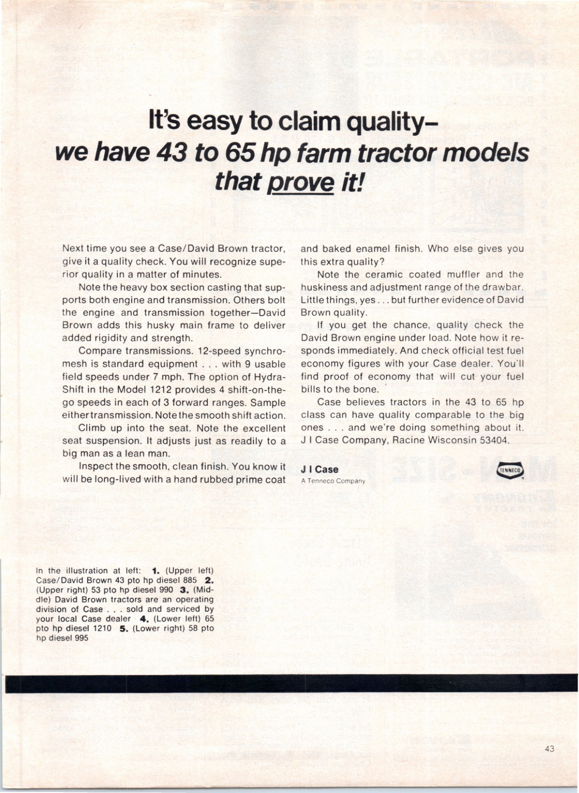 1974 Case David Brown 885 995 1210 Tractor Vintage 70’s 2-Page Print Ad