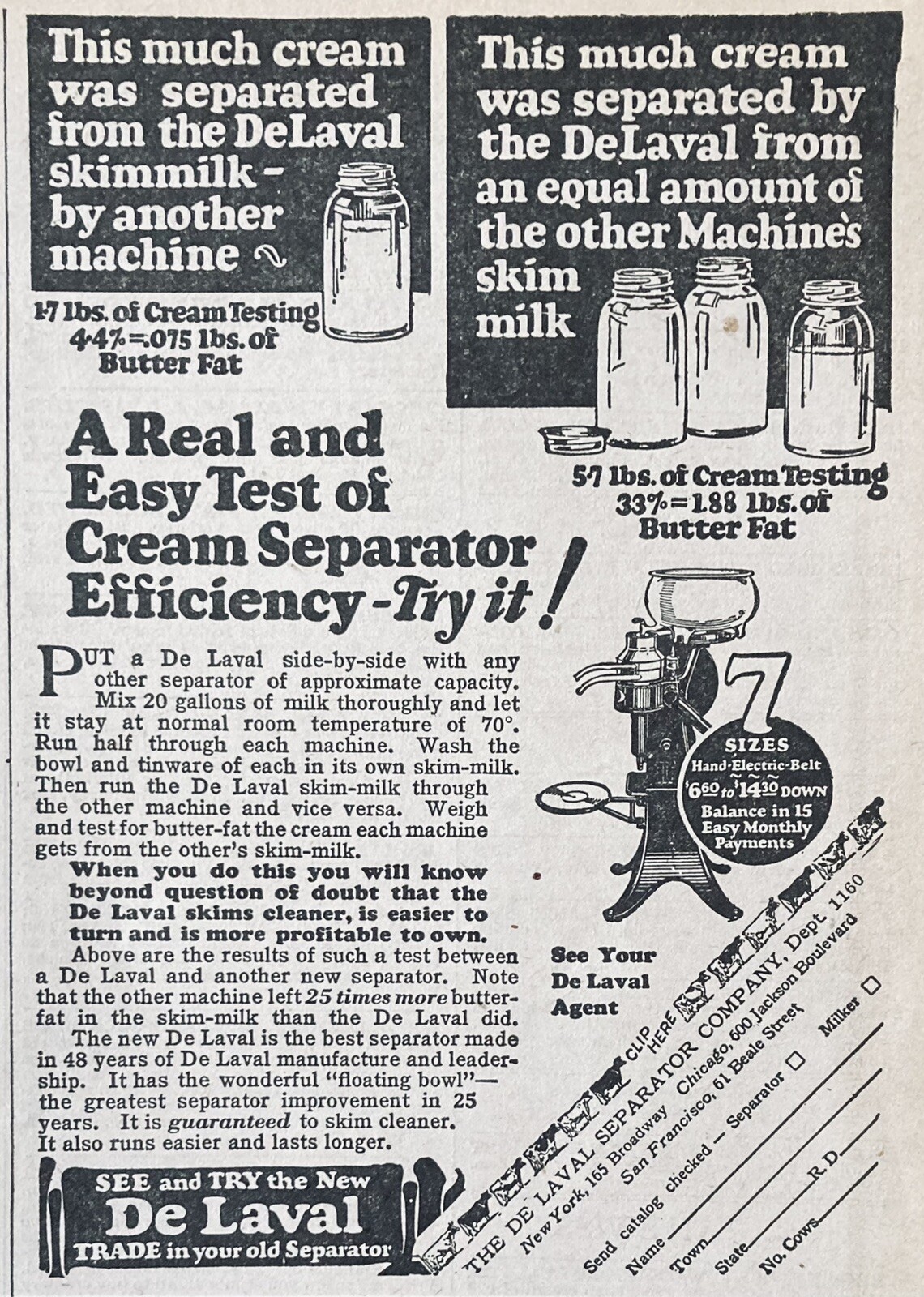 1926 AD(XH33)~DE LAVAL SEPARATOR CO. DE LAVAL CREAM SEPARATOR