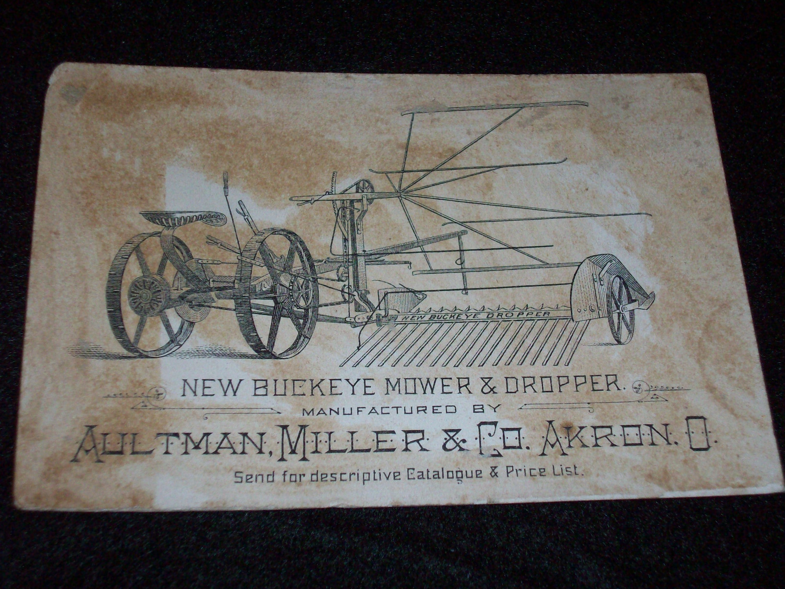 Aultman-Miller & Co. 1800’s Trade Card Buckeye Mower & Dropper