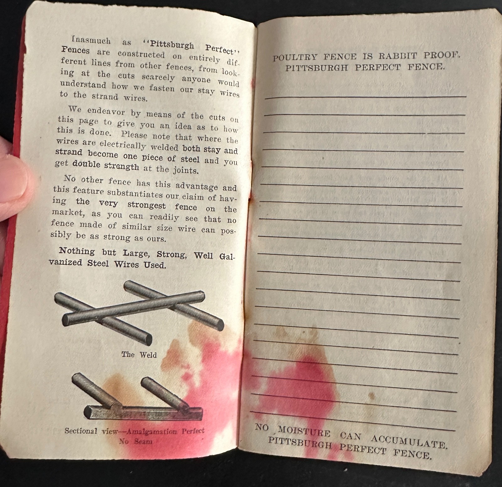Lot of 2 Pittsburgh Steel Wire Fence Pocket Memorandum Notebooks Chambersburg PA
