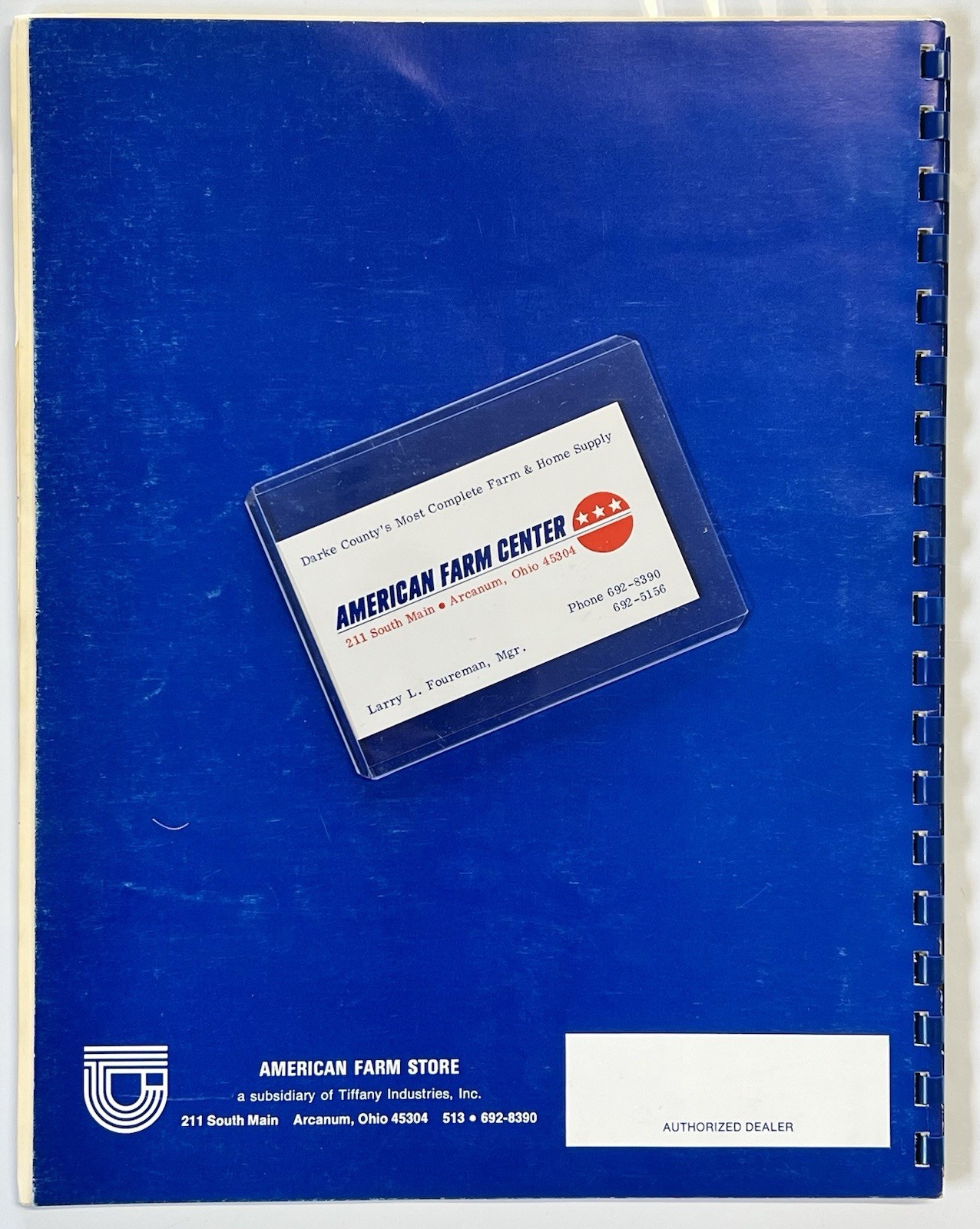 VINTAGE 1970’s ARCANUM HARDWARE AMERICAN FARM STORE BOOK LARRY FOURMAN MGR OHIO