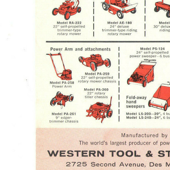 VINTAGE HOMKO ‘SWEPT-LINE’ POWER MOWER BROCHURE! ONE SHEET! REEL & ROTARY MODELS