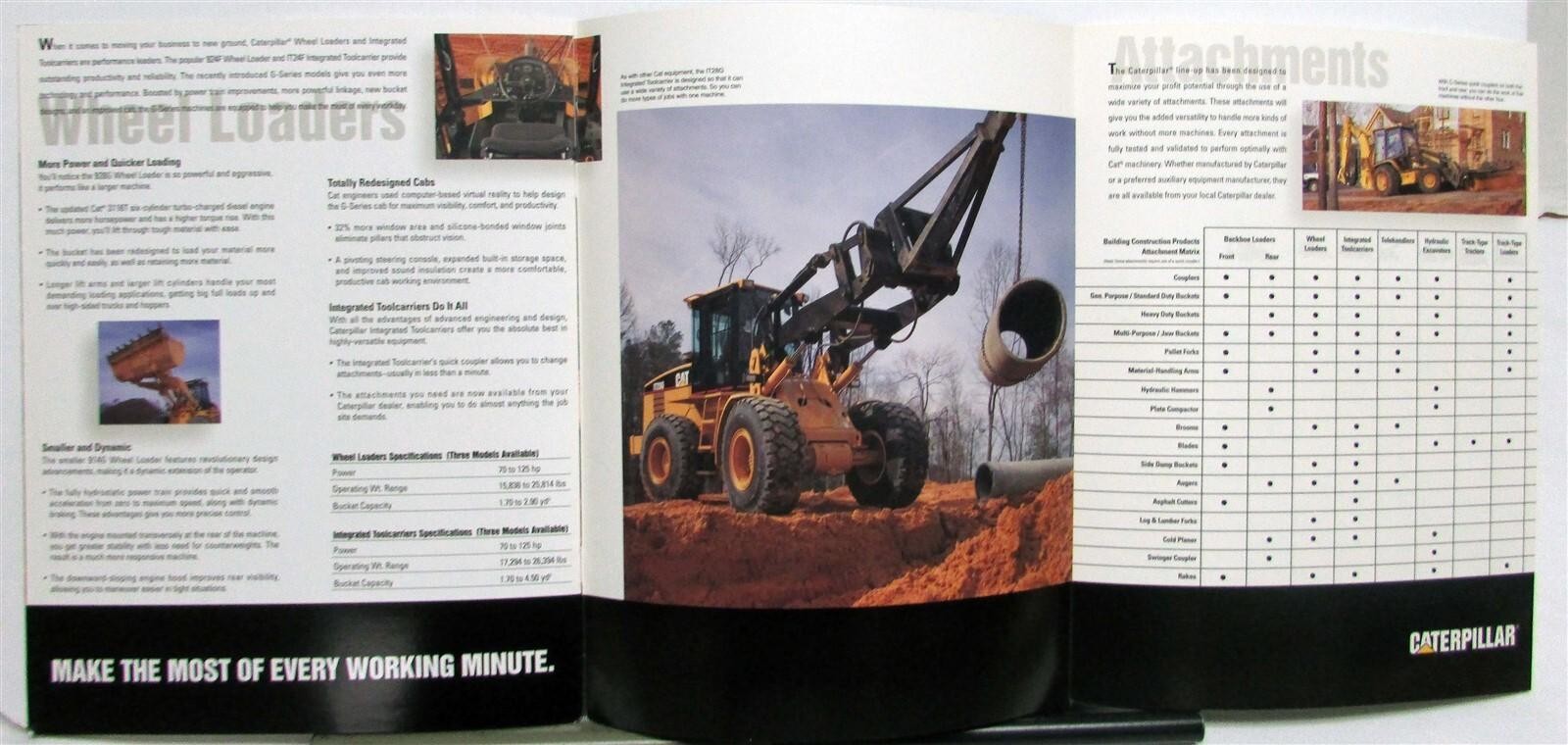 1997 Caterpillar Loaders Tractors Excavators Specs Construction Sales Brochure