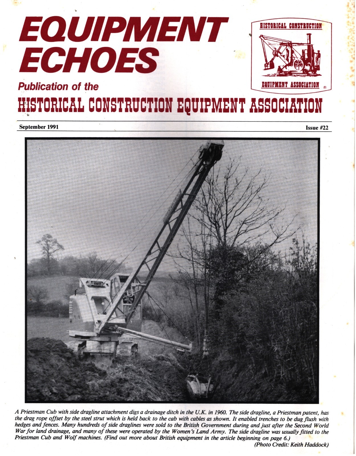 Sept 1991 Equipment Echoes Magazine Historical Construction Equipment HCEA #22