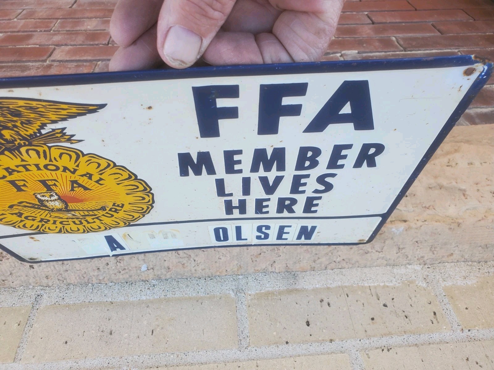 13-1/2″ X 9-1/2″ Metal Sign FFA Member Lives Here Vocational Agriculture Farmers