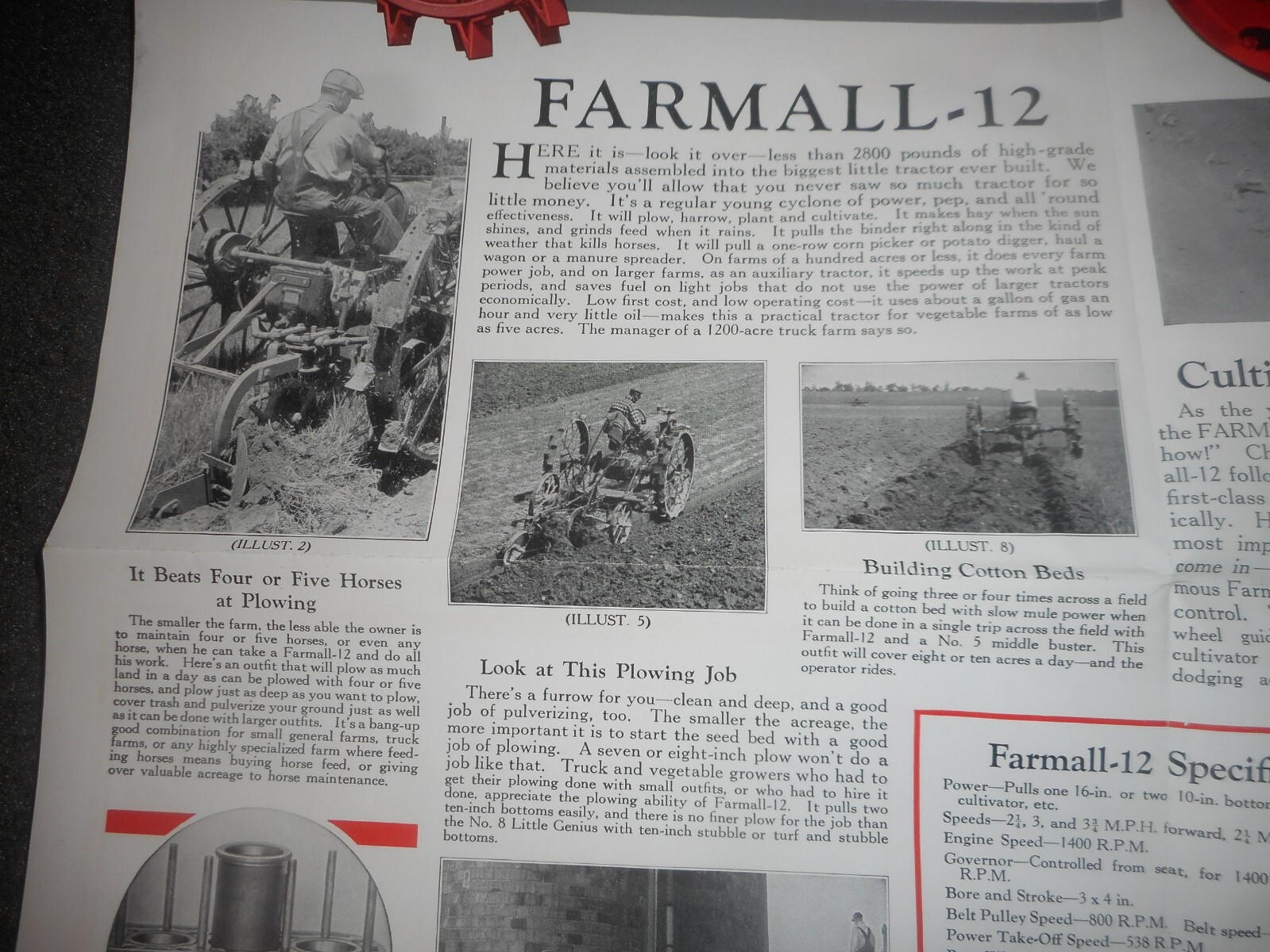 IH McCormick Deering Farmall 12 Tractor Salesman Dealer Window Brochure c.1930