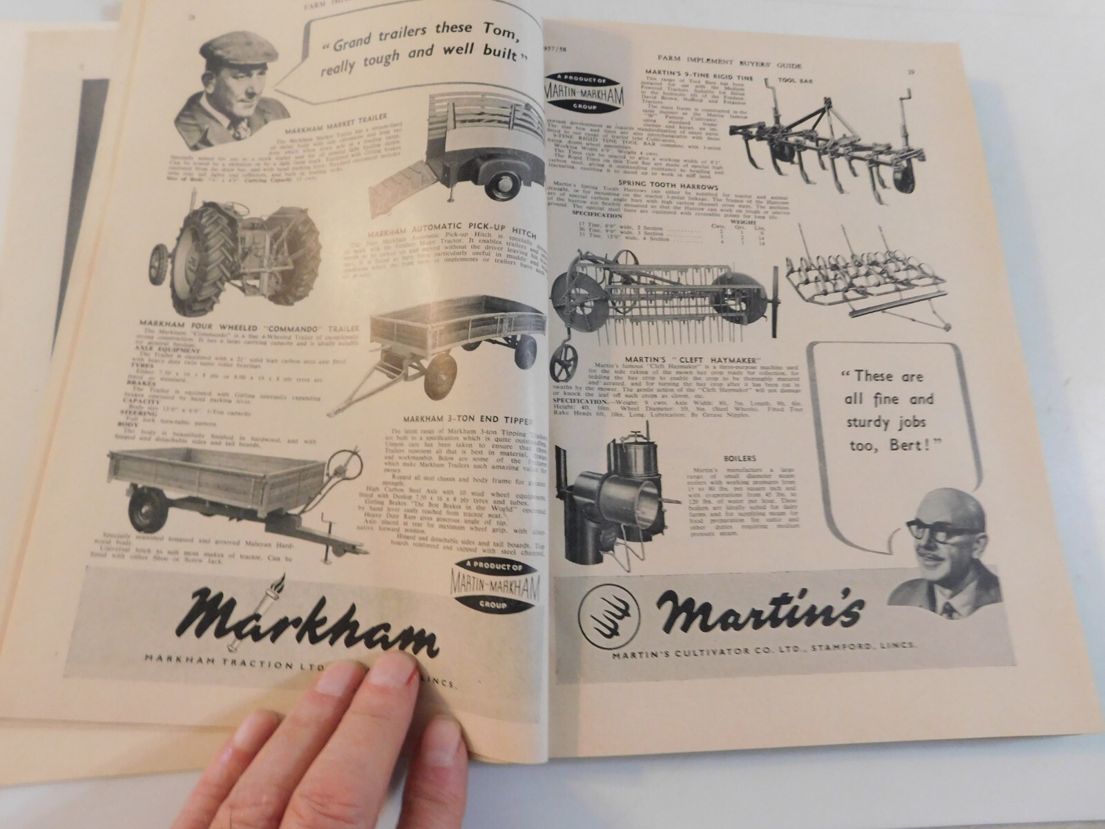 1957-58 FARM IMPLEMENT BUYER’S GUIDE ENGLAND RAKES POTATO DIGGERS DAIRY ELEVATOR