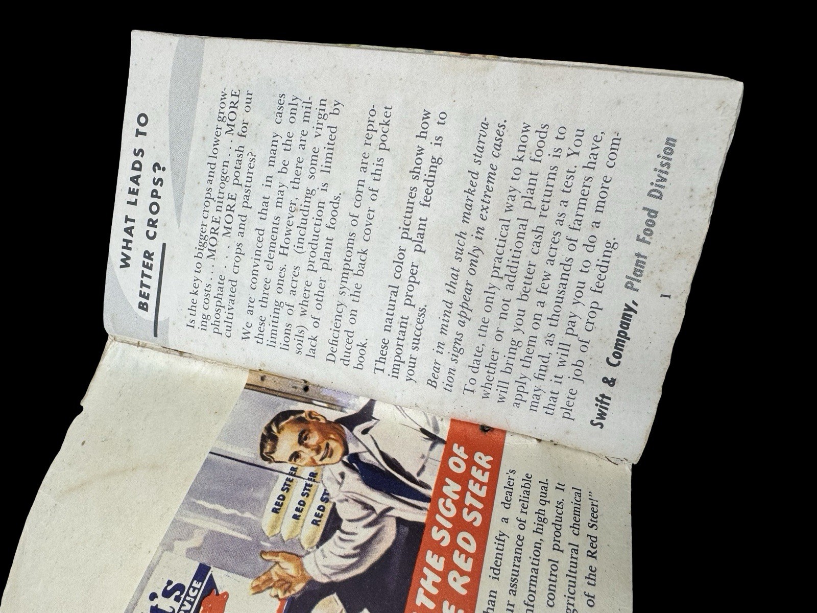 Swift’s Plant Food Service Red Steer Notebook Pocket Book Used 50’s