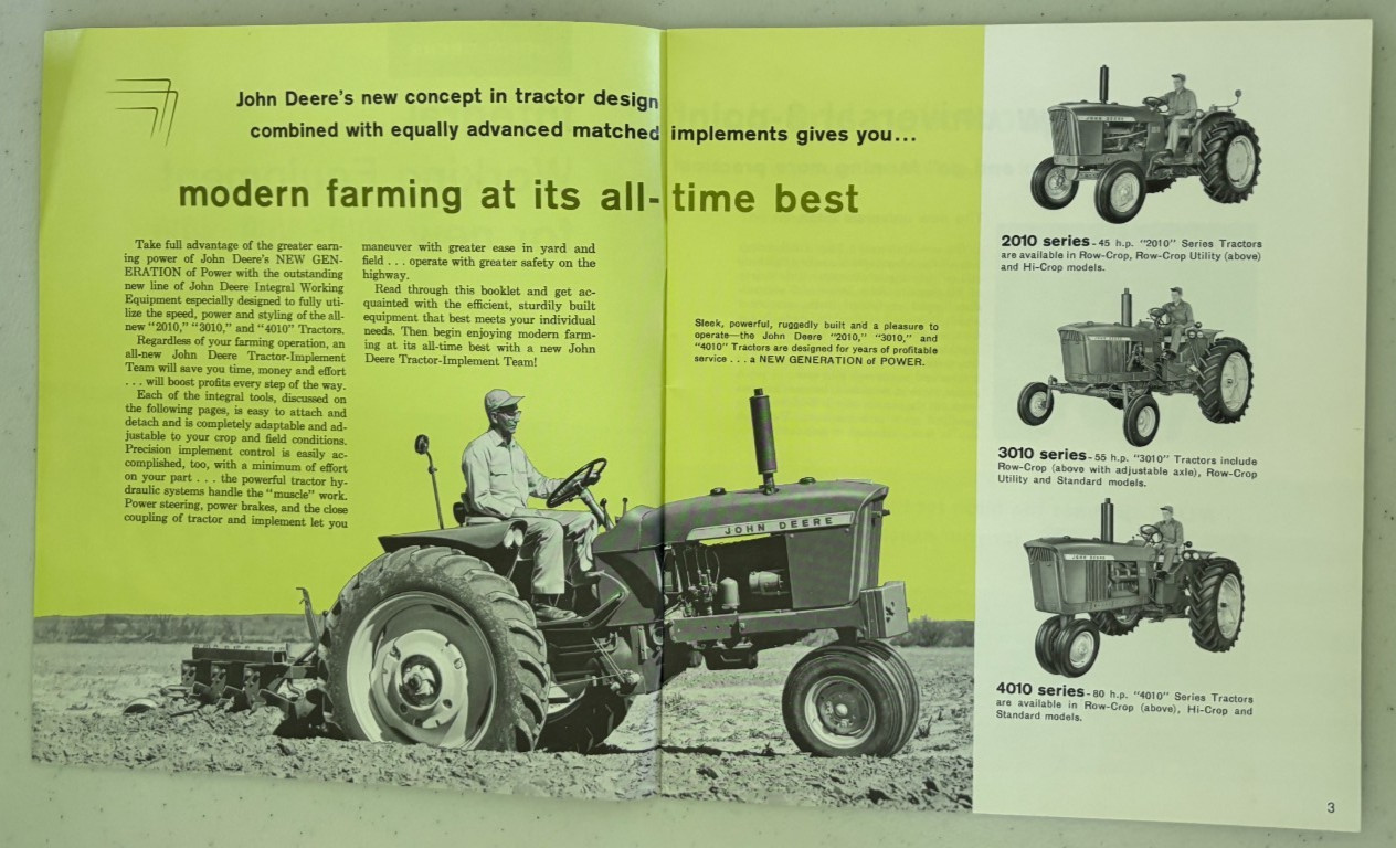 John Deere Matched Equipment For 2010 3010 4010 Tractor for 1960 Brochure DCPA26