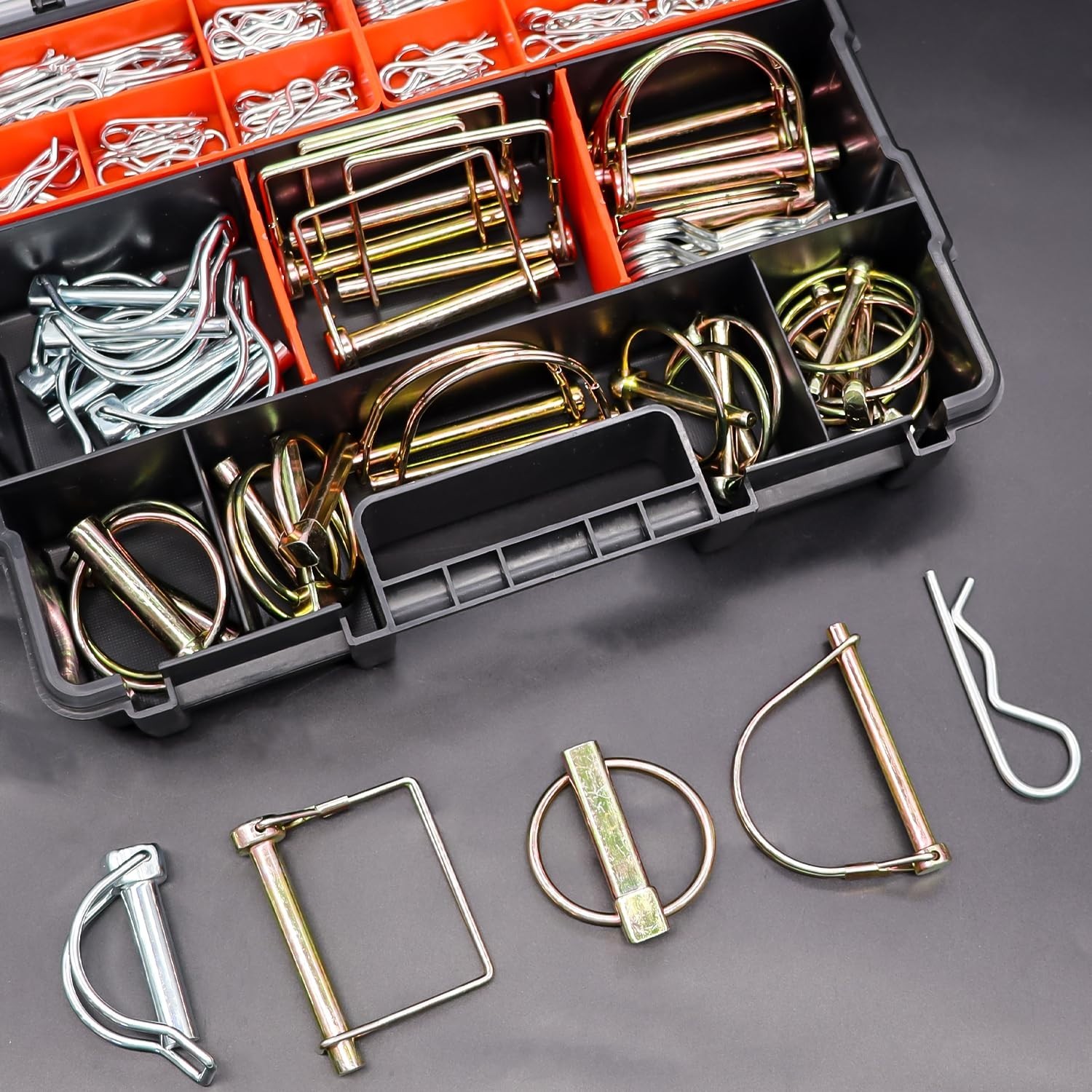 202PCS Hitch Pins Clips Linch PTO Pins Trailer Tractor Truck Towing Kit