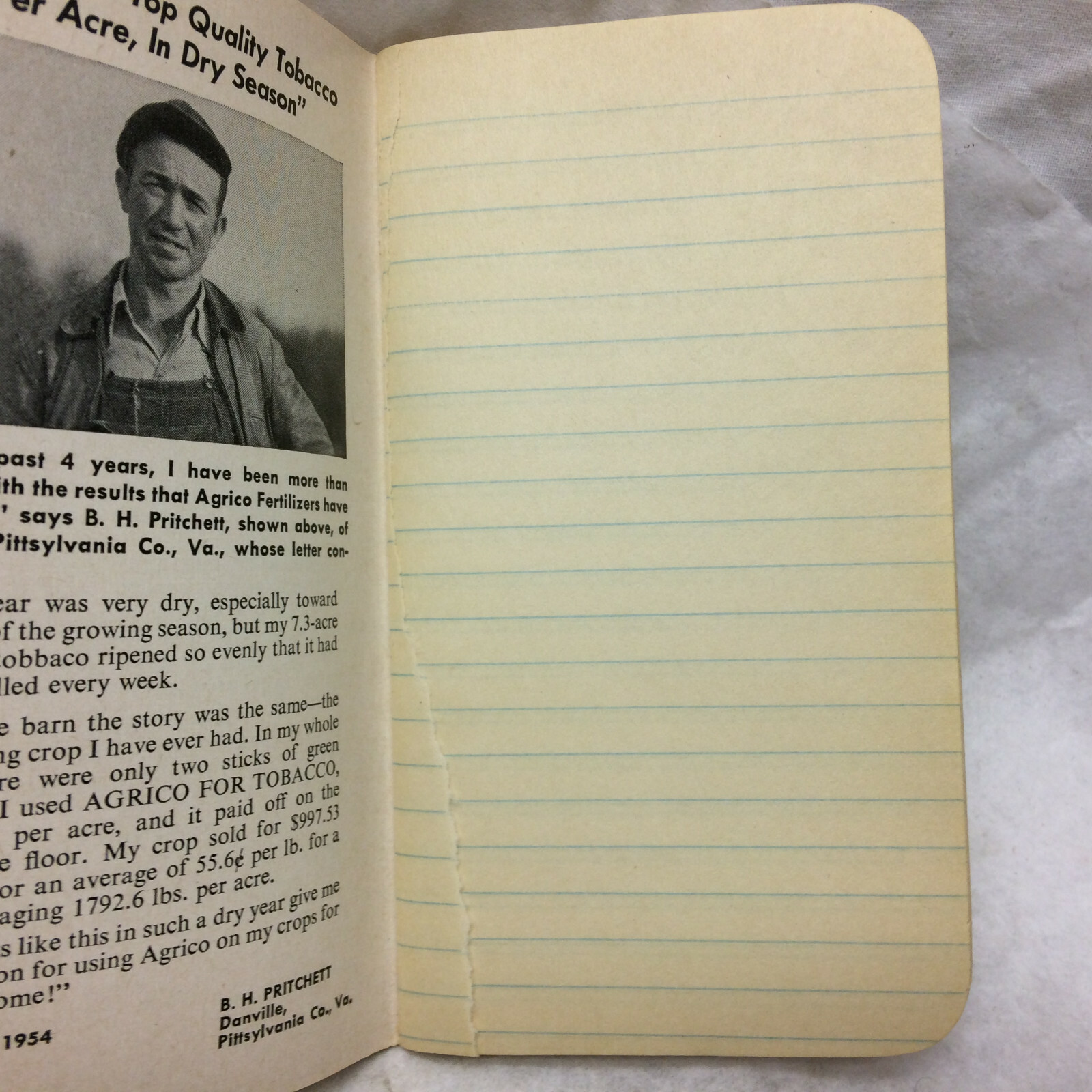 2 Vtg 1950’s Pocket Notebook Advertising Agrico Fertilizer & Globe Fertilizers