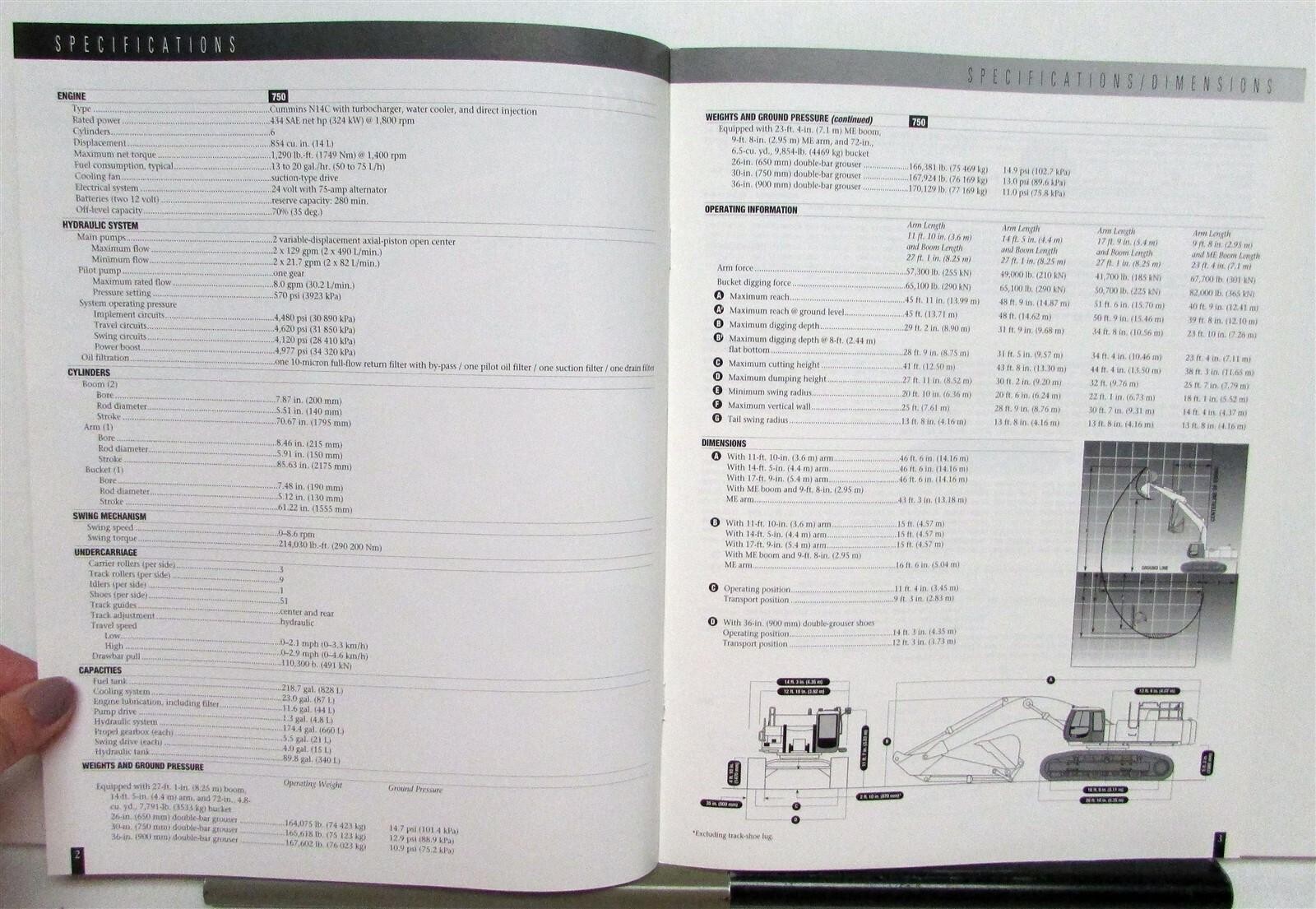 2000 John Deere 750 Excavator Specifications Construction Sales Brochure