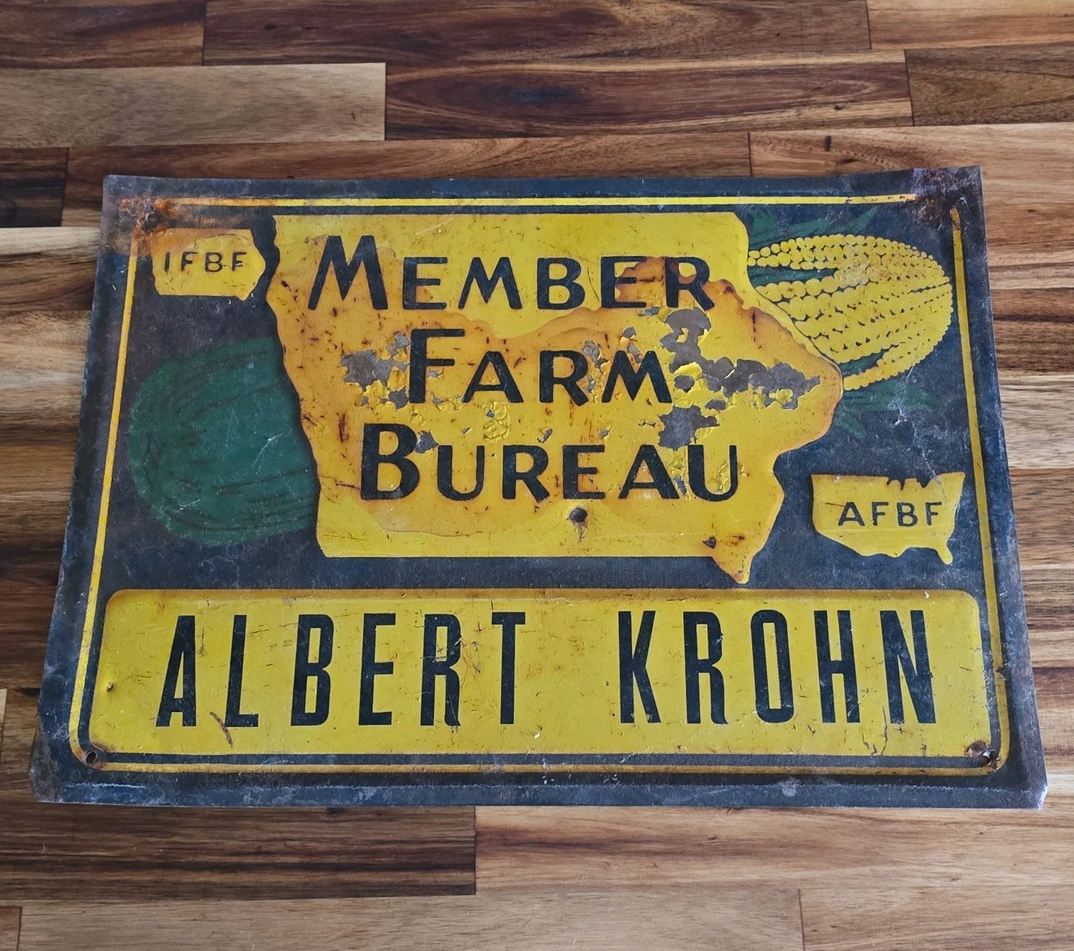 Vintage Iowa Member Farm Bureau Sign 14″ x 9.75″