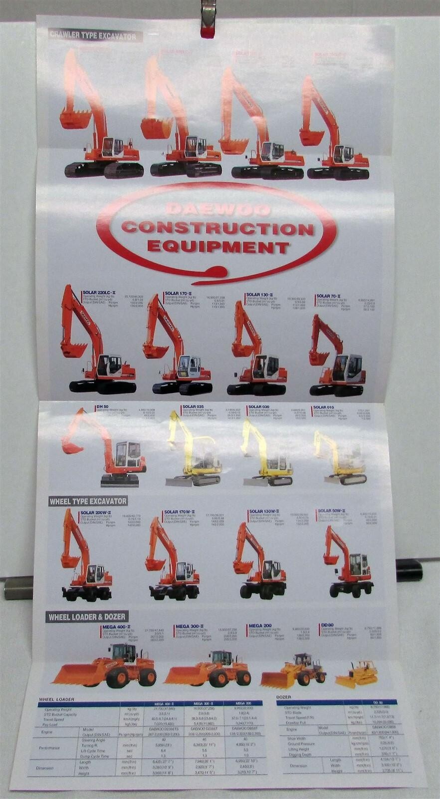 1998 Daewoo Full Line Excavator Crawler Wheel Loader Construction Sales Brochure