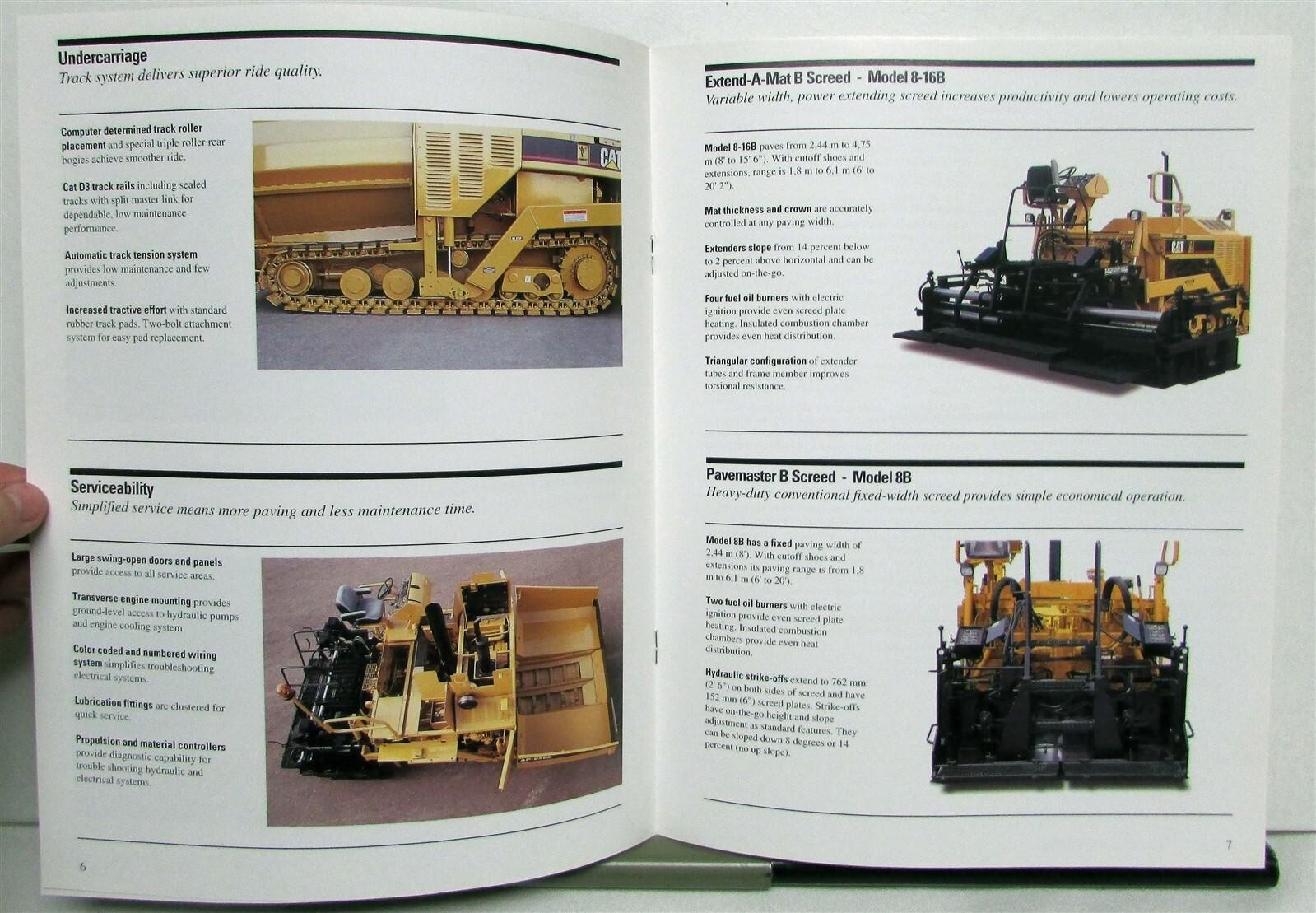 1998 Caterpillar AP 650B Track Asphalt Paver Specs Construction Sales Brochure
