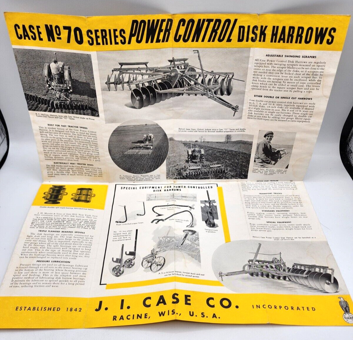 J. I. Case Co Improved Grain Binder Sales Salesman Brochures Fold Out Vintage