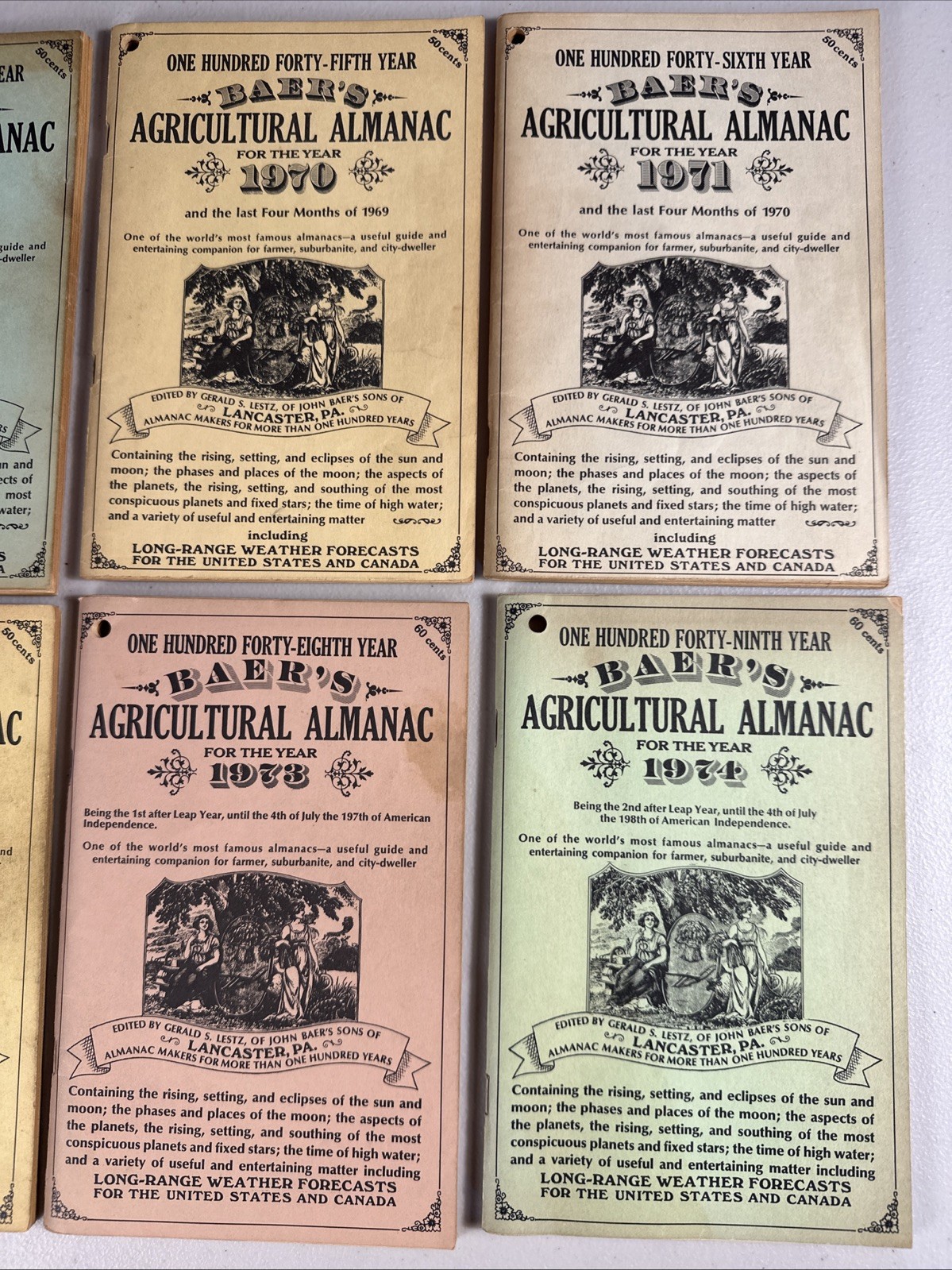 VINTAGE FARMERS & AGRICULTURAL ALMANACS BAER’S LANCASTER PA 1969-1979 81-86 1989