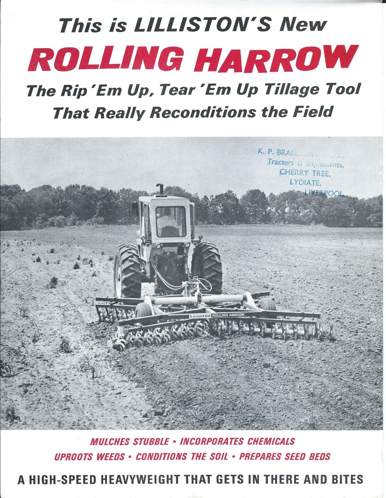 Farm Implement Brochure – Lilliston – Rolling Harrow – c1970’s (F5657)