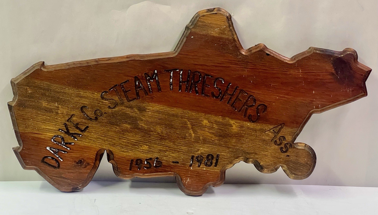 VINTAGE 1981 DARKE COUNTY STEAM THRESHERS ASSOC GREENVILLE OHIO 22″ WOOD SIGN