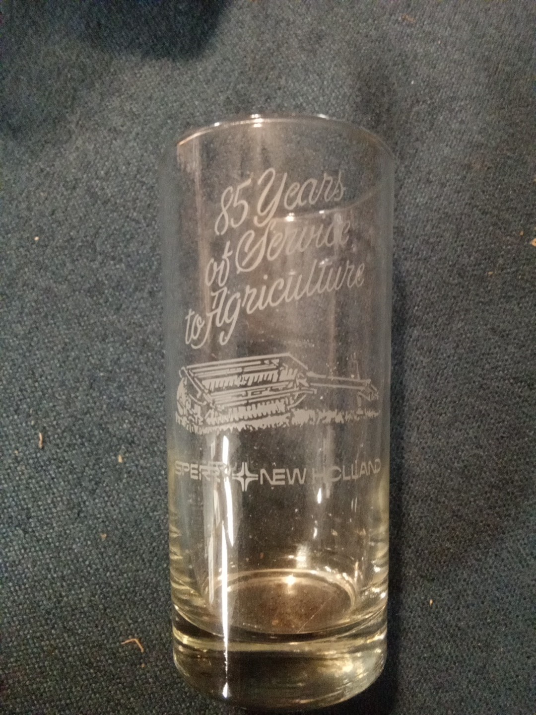 Vintage SPERRY New Holland 85 Years Of Service Agriculture Etched Glass