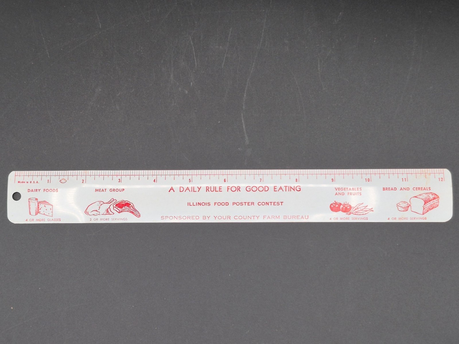 Vintage 12″ Metal Ruler, County Farm Bureau