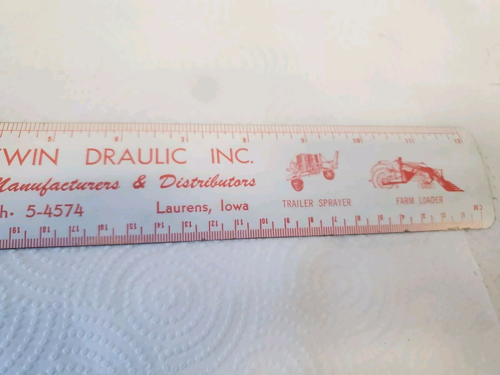 12″ Metal Ruler Twin Draulic Laurens Iowz Farm Wagon Loaded Post Hole Digger
