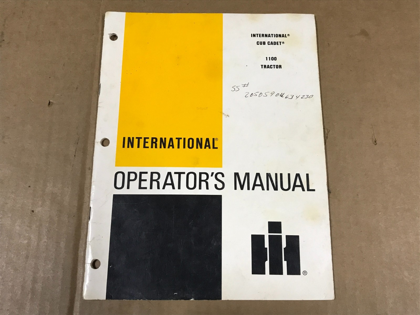Vintage International Harvester Cub Cabet Model 1100 Tractor Operator’s Manual
