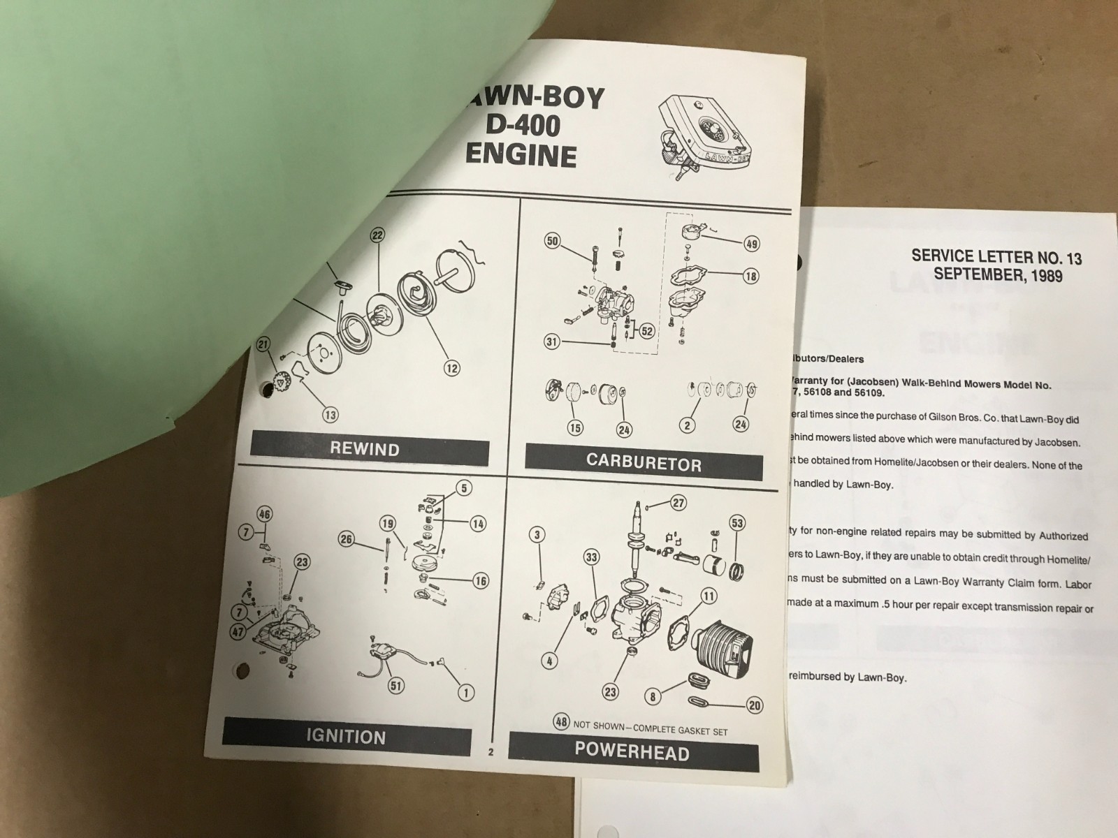 Vintage 1985-1986 Lawn-Boy – “Top 60” – Winter Parts Program