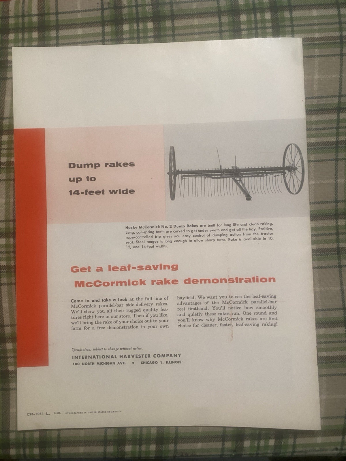 International Harvester Hay Rake Brochure